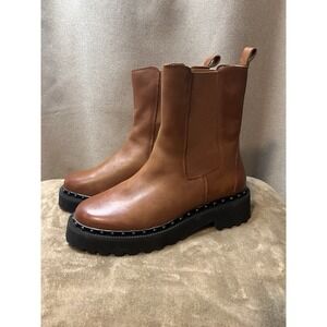 Vince Camuto Leather Mid Chelsea Boots Meendey Brown size 11/43